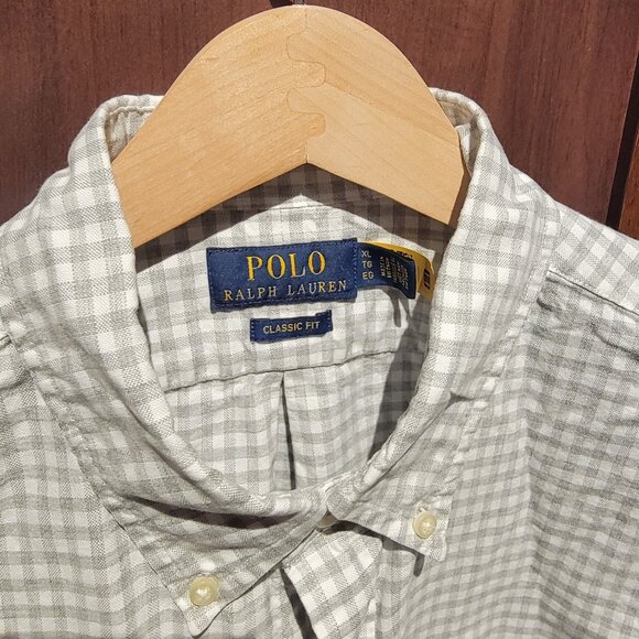 Polo Ralph Lauren XL Tan Classic Fit Plaid Oxford Long Sleeve Workshirt - Picture 2 of 3